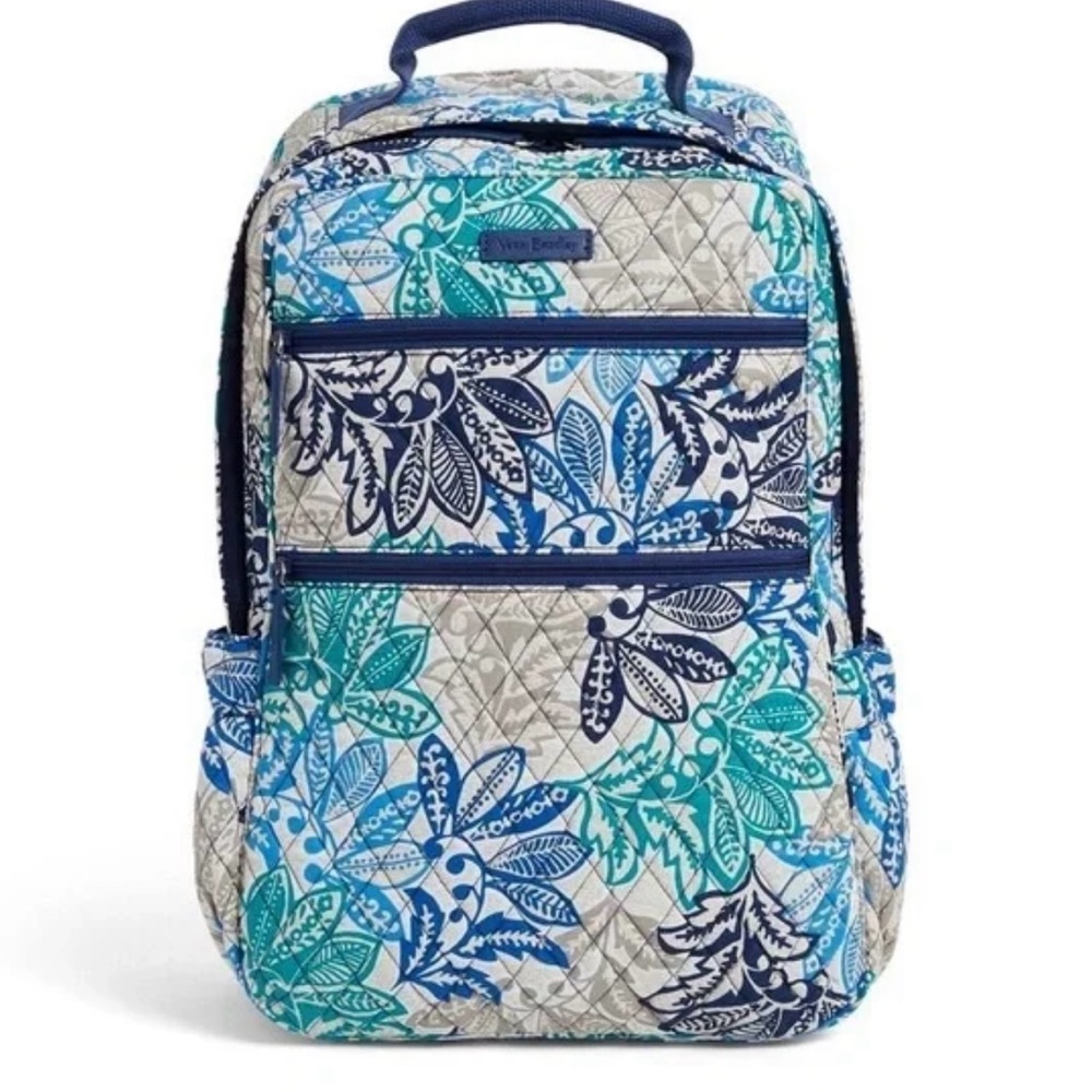 NWT Vera Bradley Retired “Santiago” Print Leafy Blue and Green Tech Backpack